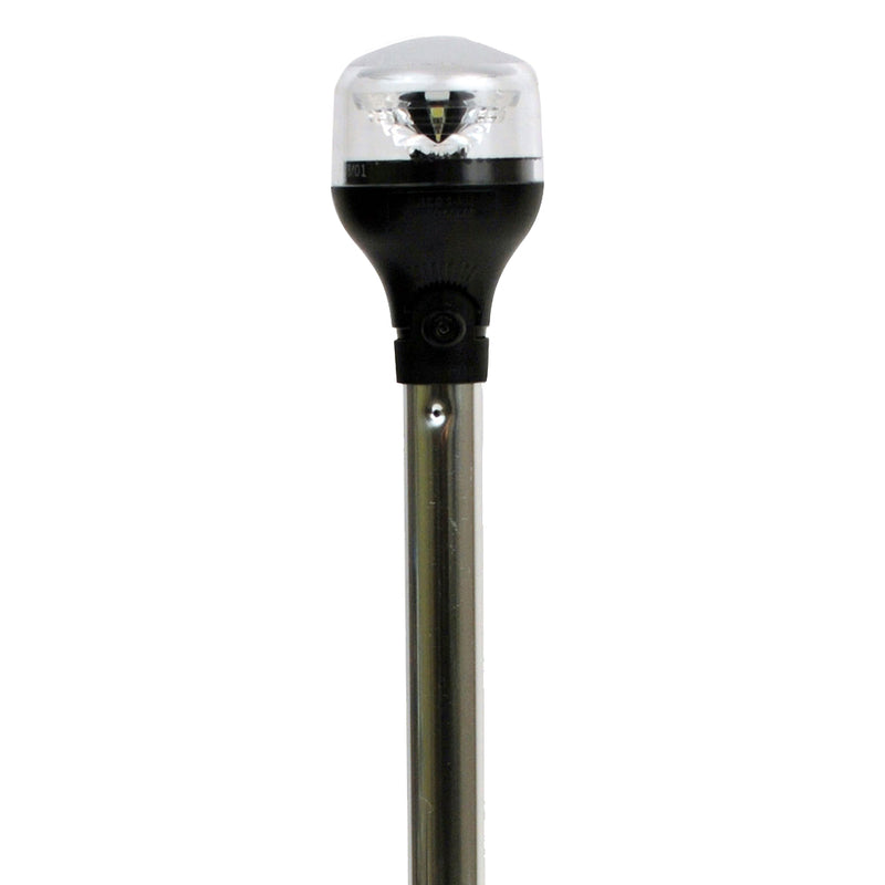 Attwood LightArmor Plug-In All-Around Light - 20" Aluminum Pole - Black Horizontal Composite Base w/Adapter [5550-PA20-7]-Angler's World