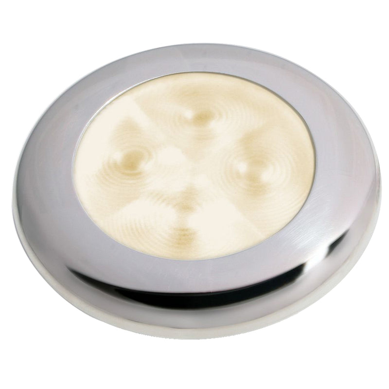 Hella Marine Slim Line LED 'Enhanced Brightness' Round Courtesy Lamp - Warm White LED - Stainless Steel Bezel - 12V [980500721]-Angler's World
