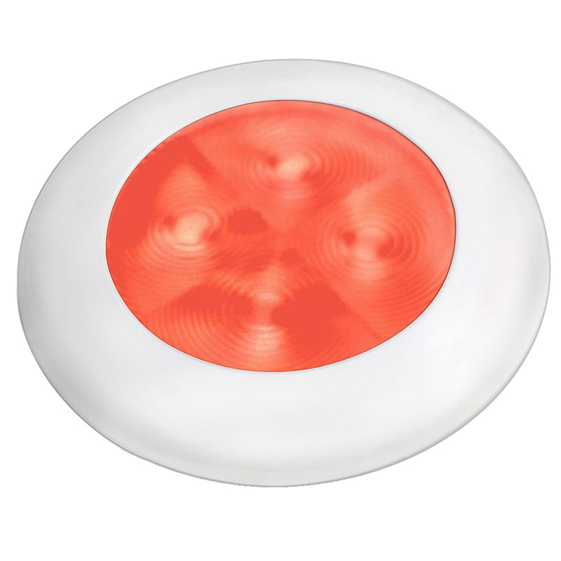 Hella Marine Slim Line LED 'Enhanced Brightness' Round Courtesy Lamp - Red LED - White Plastic Bezel - 12V [980507241]-Angler's World