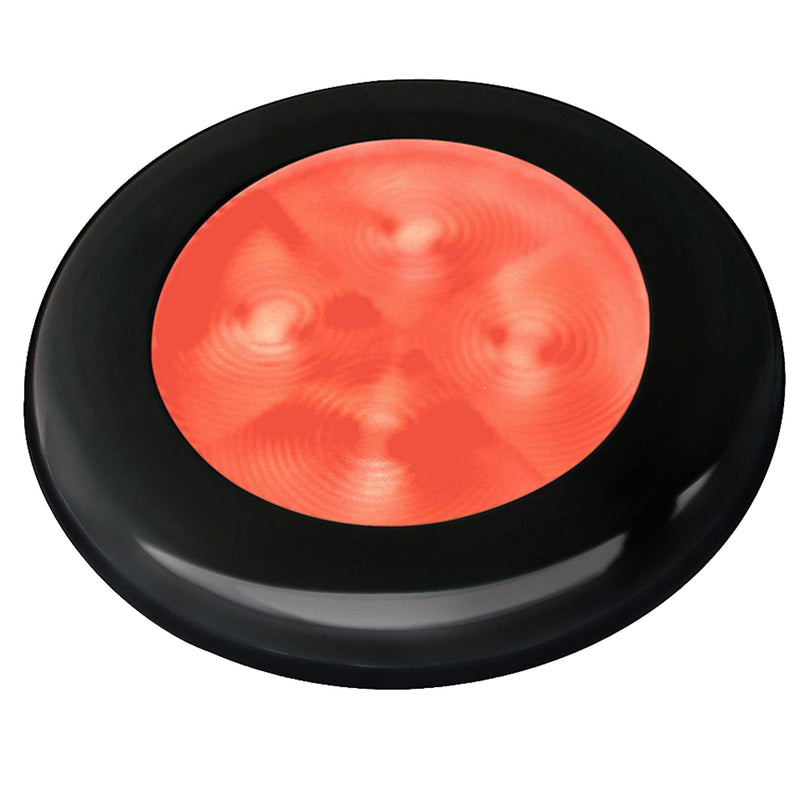 Hella Marine Slim Line LED 'Enhanced Brightness' Round Courtesy Lamp - Red LED - Black Plastic Bezel - 12V [980507251]-Angler's World