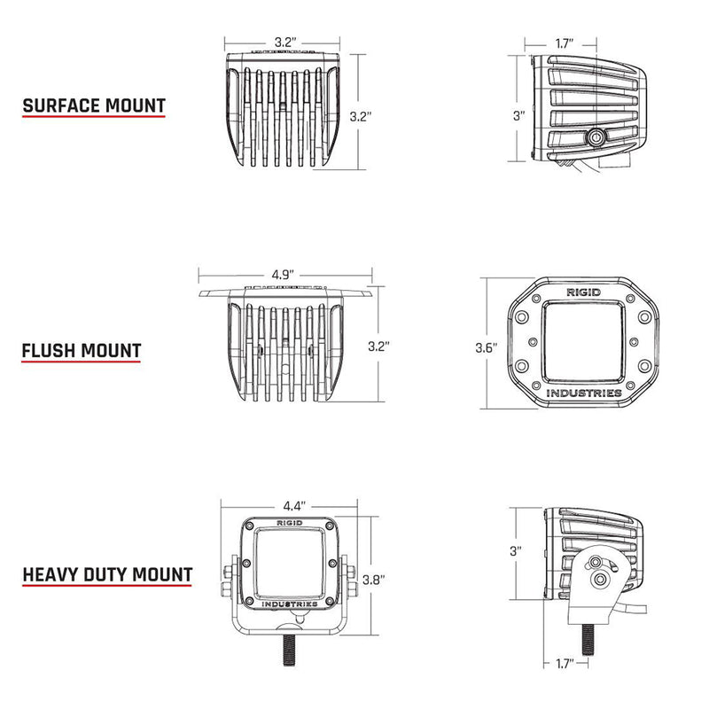 RIGID Industries D-Series PRO Flush Mount - Spot LED - Midnight Edition - Pair - Black [212213BLK]-Angler's World