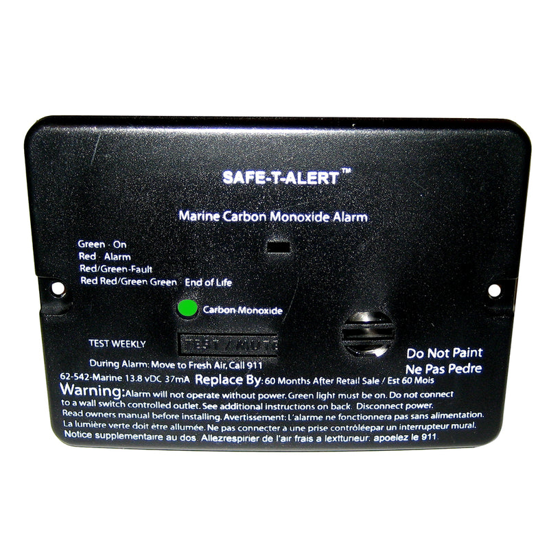 Safe-T-Alert 62 Series Carbon Monoxide Alarm - 12V - 62-542-Marine - Flush Mount - Black-Angler's World