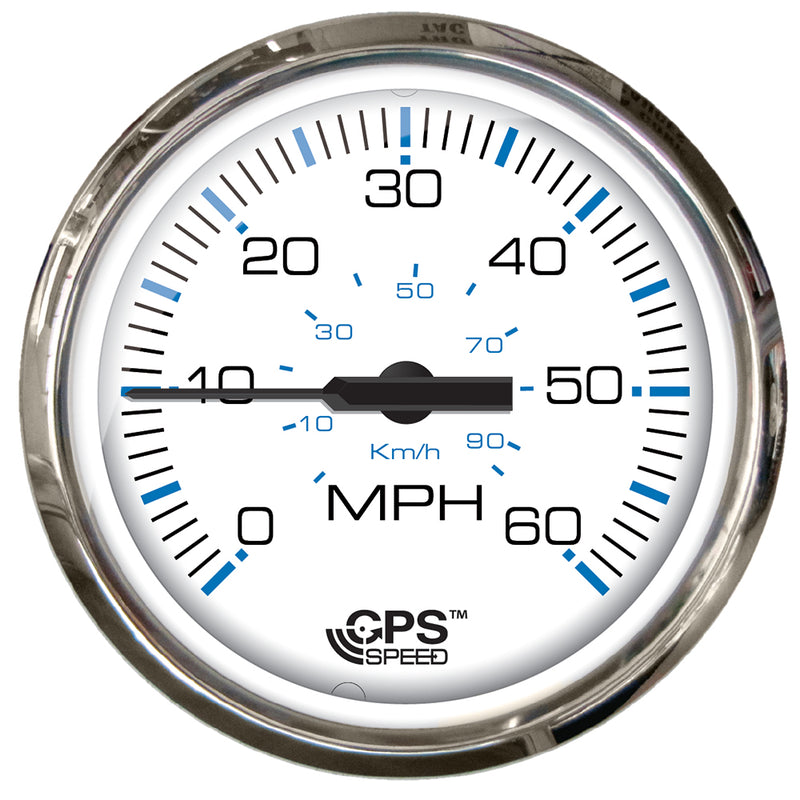 Faria Chesapeake White SS 4" Studded Speedometer - 60MPH (GPS) [33839]-Angler's World