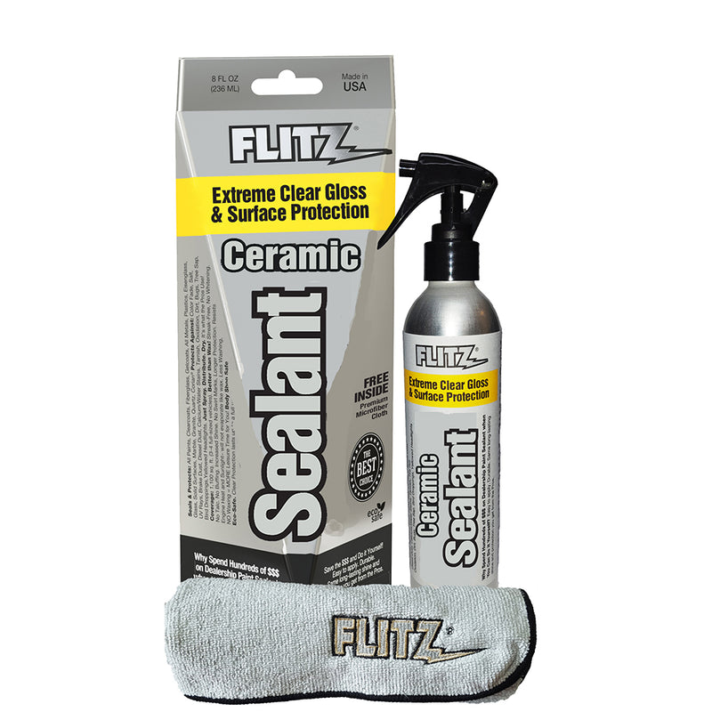 Flitz Ceramic Sealant Spray Bottle w/Microfiber Polishing Cloth - 236ml/8oz [CS 02908]-Angler's World