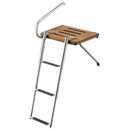 Whitecap Teak Swim Platform w/3-Step Telescoping Ladder f/Boats w/Outboard Motors [68902]-Angler's World