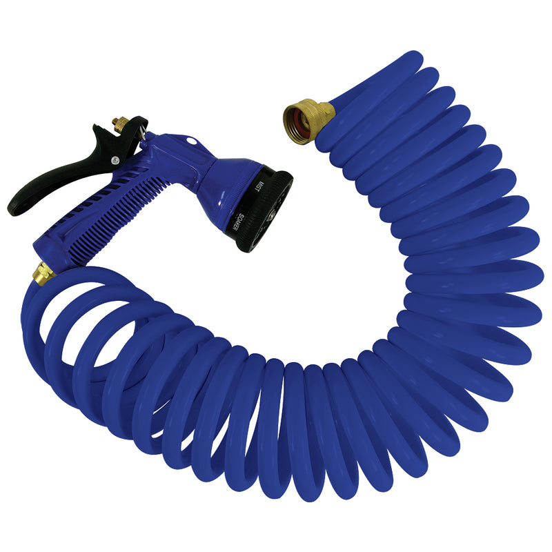 Whitecap 25 Blue Coiled Hose w/Adjustable Nozzle [P-0441B]-Angler's World