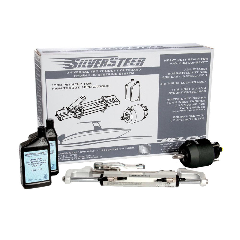 Uflex SilverSteer Universal Front Mount Outboard Hydraulic Steering System w/ UC128-SVS-1 Cylinder [SILVERSTEER1.0B]-Angler's World