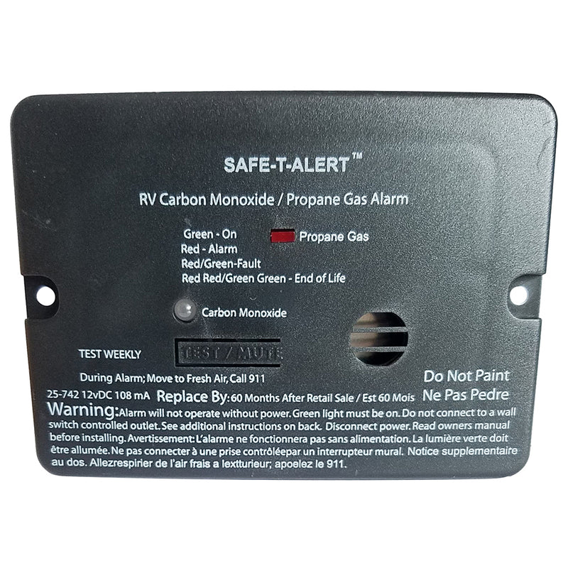 Safe-T-Alert Combo Carbon Monoxide Propane Alarm - Flush Mount - Mini - Black [25-742-BL]-Angler's World
