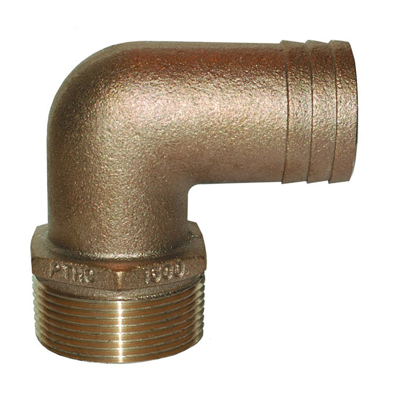 GROCO 1-1/2" NPT x 1-1/2" ID Bronze 90 Degree Pipe to Hose Fitting Standard Flow Elbow [PTHC-1500]-Angler's World