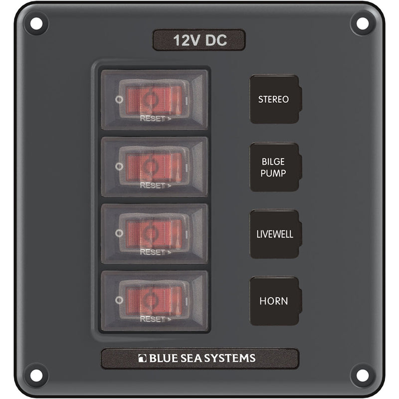 Blue Sea 4320 Circuit Breaker Switch Panel 4 Position - Gray [4320]-Angler's World