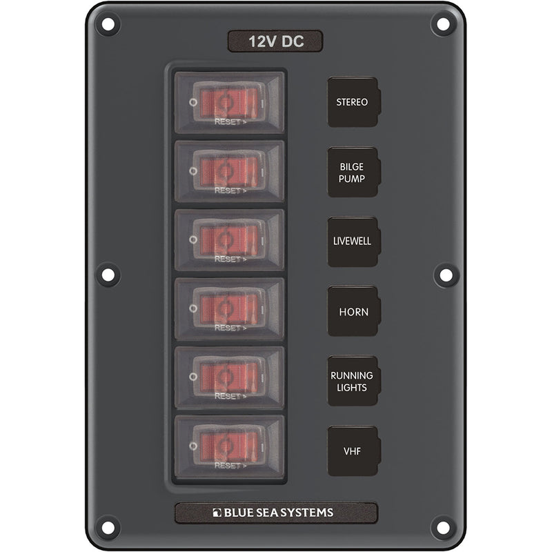 Blue Sea 4322 Circuit Breaker Switch Panel 6 Position - Gray [4322]-Angler's World