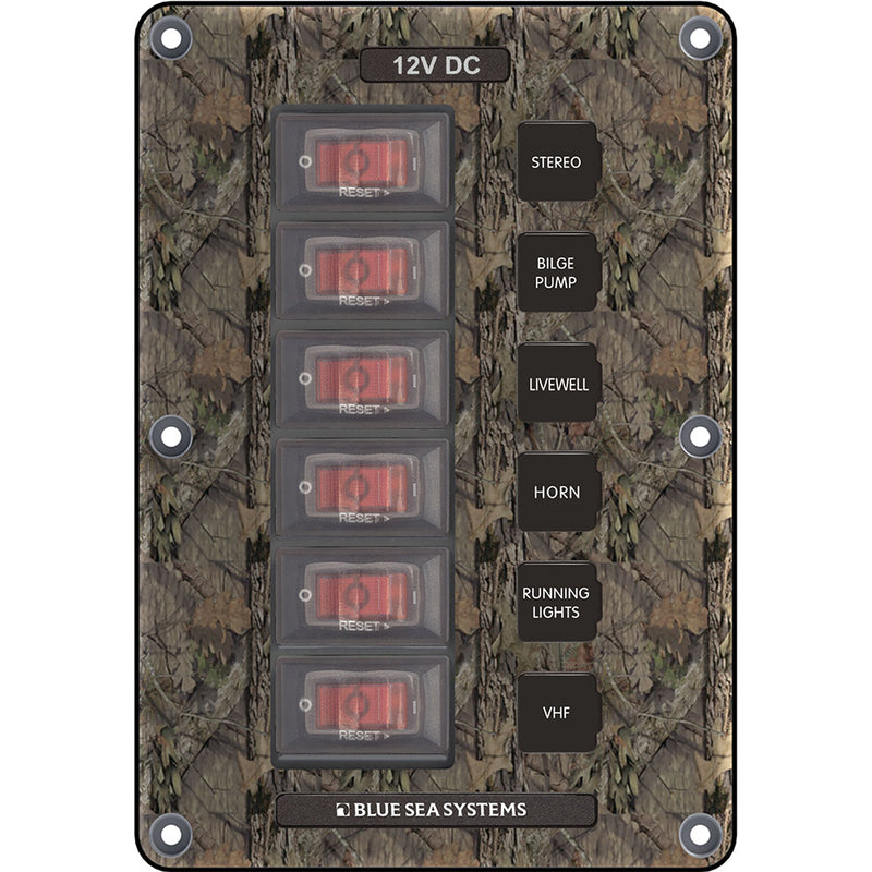 Blue Sea 4325 Circuit Breaker Switch Panel 6 Position - Camo [4325]-Angler's World