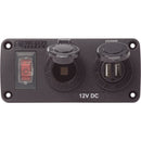 Blue Sea 4363 Water Resistant USB Accessory Panels - 15A Circuit Breaker, 12V Socket, 2.1A Dual USB Charger [4363]-Angler's World