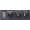 Blue Sea 4365 Water Resistant USB Accessory Panel - 15A Circuit Breaker, 12V Socket, 2x 2.1A Dual USB Chargers [4365]-Angler's World