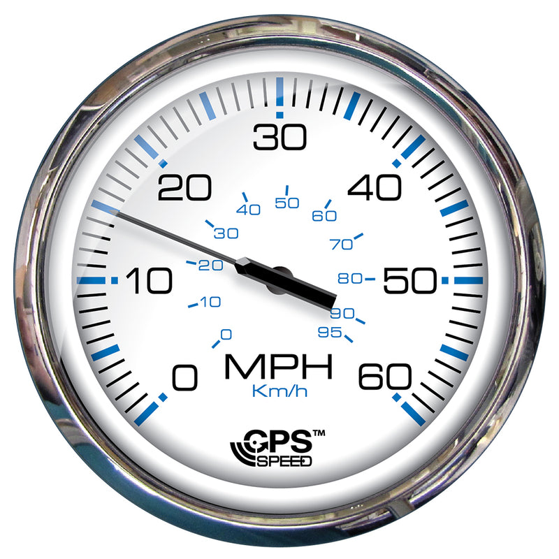 Faria Chesapeake White SS 5" Speedometer - 60 MPH (GPS)(Studded) [33861]-Angler's World