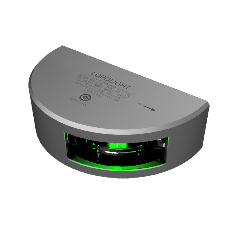 Lopolight Series 301-001 - Starboard Sidelight - 2NM - Vertical Mount - Green - Silver Housing [301-001]-Angler's World