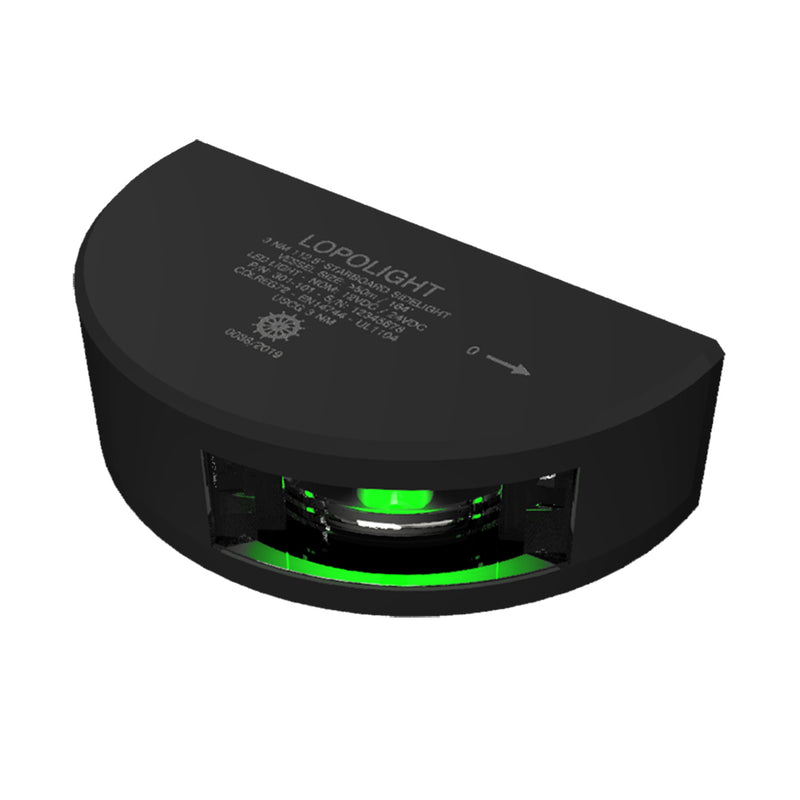 Lopolight Series 301-101 - Starboard Sideight - 3NM - Vertical Mount - Green - Black Housing [301-101-B]-Angler's World