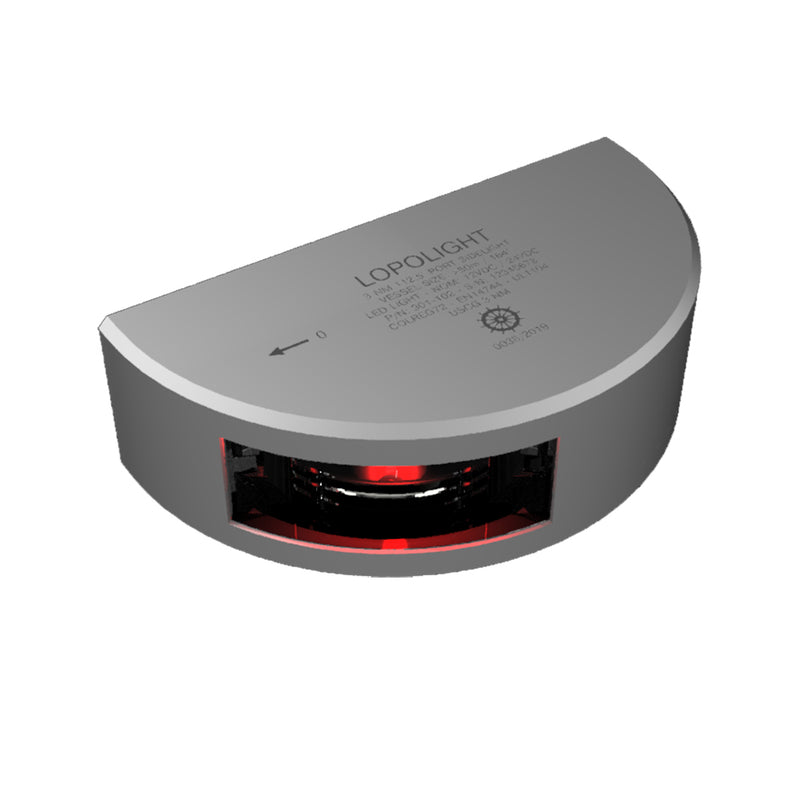 Lopolight Series 301-102 - Port Sidelight - Vertical Mount - 3NM - Red - Silver Housing [301-102]-Angler's World