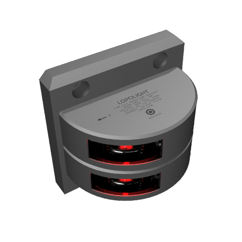 Lopolight Series 301-102 - Double Stacked Port Sidelight - 3NM - Vertical Mount - Red - Silver Housing [301-102ST]-Angler's World