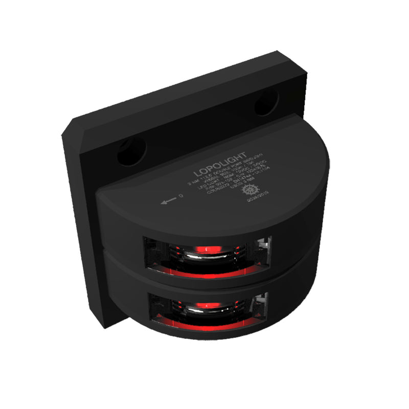 Lopolight Series 301-102 - Double Stacked Port Sidelight - 3NM - Vertical Mount - Red - Black Housing [301-102ST-B]-Angler's World