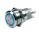 BEP Push-Button Switch 12V Latching On/Off - Blue LED [80-511-0003-00]-Angler's World