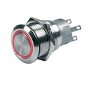 BEP Push-Button Switch 12V Momentary On/Off - Red LED [80-511-0002-00]-Angler's World