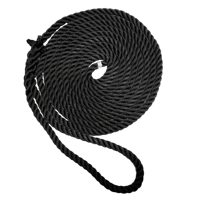 New England Ropes 3/8" Premium 3-Strand Dock Line - Black - 15 [C6054-12-00015]-Angler's World
