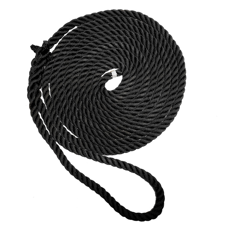 New England Ropes 3/8" Premium 3-Strand Dock Line - Black - 25 [C6054-12-00025]-Angler's World