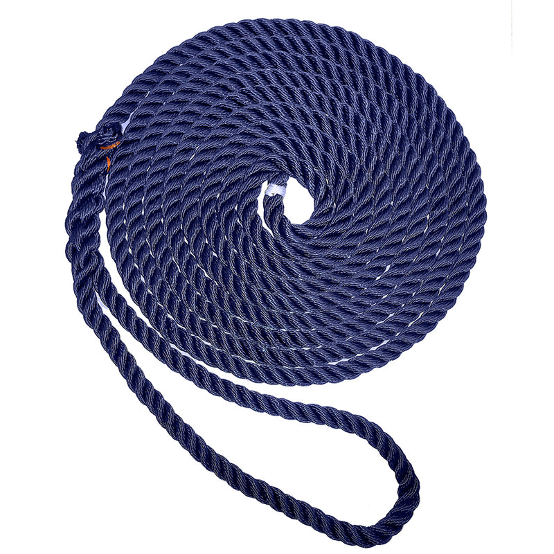 New England Ropes 1/2" Premium 3-Strand Dock Line - Navy Blue - 15 [C6053-16-00015]-Angler's World