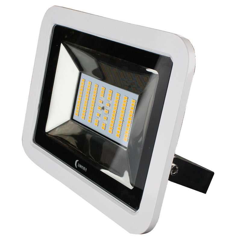 Lunasea 35W Slimline LED Floodlight, 12/24V, Cool White, 4800 Lumens, 3 Cord - White Housing [LLB-36MN-81-00]-Angler's World