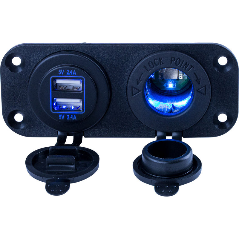 Sea-Dog Double USB Power Socket Panel [426505-1]-Angler's World
