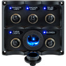 Sea-Dog Water Resistant Toggle Switch Panel w/LED Power Socket - 5 Toggle [424627-1]-Angler's World