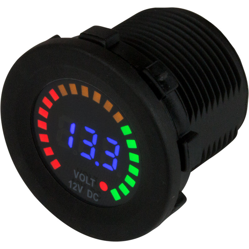 Sea-Dog Round Voltage Meter DC - 5V-15V w/Rainbow Dial [421617-1]-Angler's World