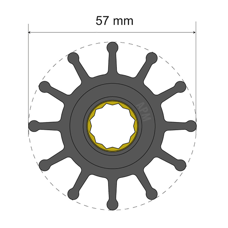 Albin Group Premium Impeller Kit 57 x 16 x 48.2mm - 12 Blade - Spline Insert [06-01-014]-Angler's World