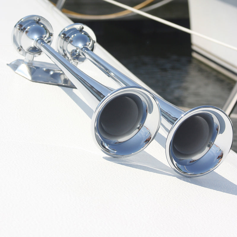 Marinco 12V Chrome Plated Dual Trumpet Air Horn [10106]-Angler's World