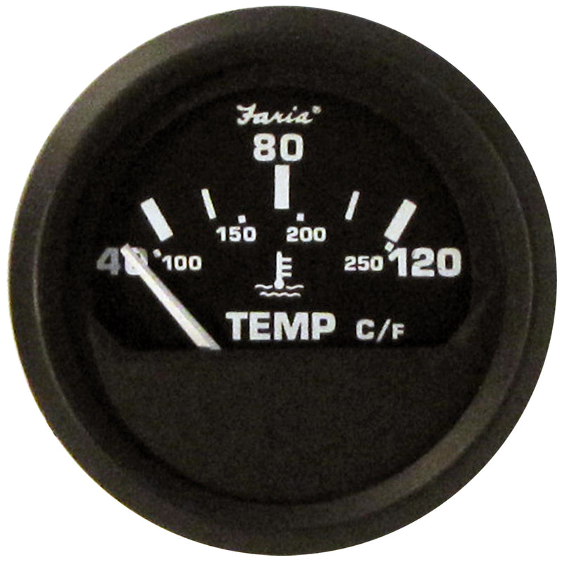 Faria Euro Black 2" Water Temperature Gauge - Metric (40 to 120 C) [12814]-Angler's World