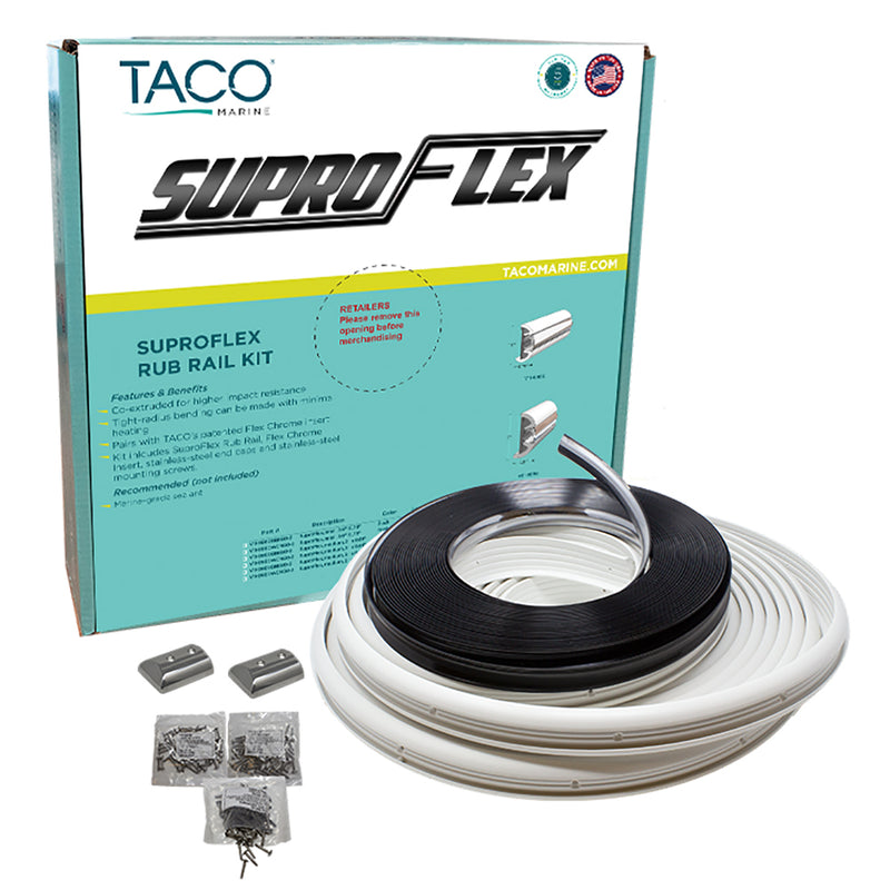 TACO SuproFlex Rub Rail Kit - White w/Flex Chrome Insert - 1.6"H x .78"W x 60L [V11-9960WCM60-2]-Angler's World