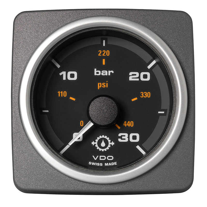 Veratron 52 MM (2-1/16") AcquaLink Transmission Oil Pressure 30 Bar/440 PSI - Black Dial Bezel [A2C59501937]-Angler's World