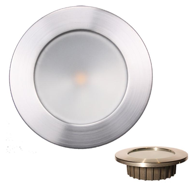 Lunasea ZERO EMI Recessed 3.5 LED Light - Warm White, Red w/Brushed Stainless Steel Bezel - 12VDC [LLB-46WR-0A-BN]-Angler's World