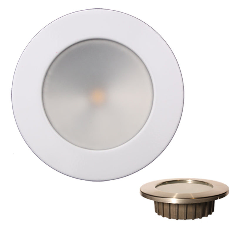 Lunasea ZERO EMI Recessed 3.5 LED Light - Warm White w/White Stainless Steel Bezel - 12VDC [LLB-46WW-0A-WH]-Angler's World