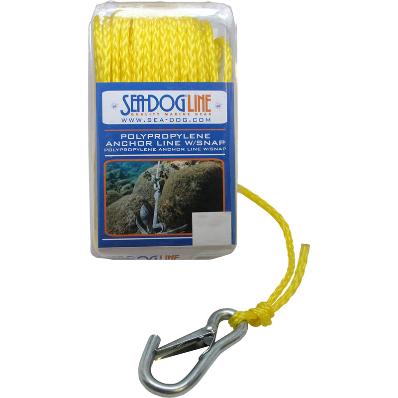 Sea-Dog Poly Pro Anchor Line w/Snap - 1/4" x 50 - Yellow [304206050YW-1]-Angler's World