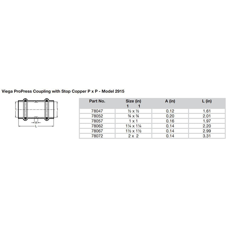 Viega ProPress 3/4" Copper Coupling w/Stop - Double Press Connection - Smart Connect Technology [78052]-Angler's World