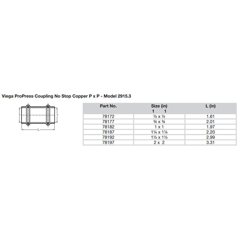 Viega ProPress 2" Copper Coupling w/o Stop - Double Press Connection - Smart Connect Technology [78197]-Angler's World