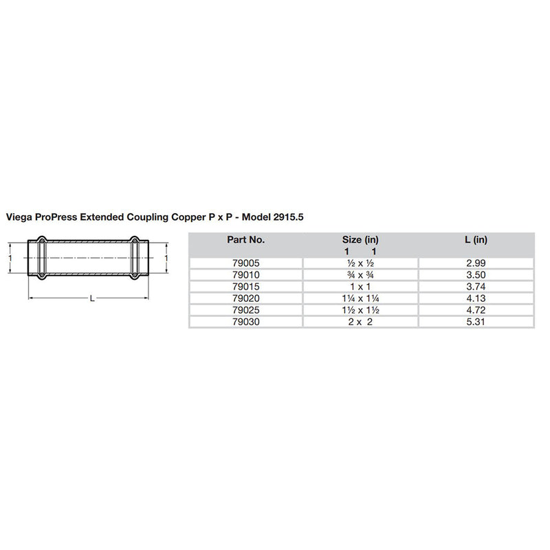 Viega ProPress 1-1/2" Extended Coupling w/o Stop - Double Press Connection - Smart Connect Technology [79025]-Angler's World