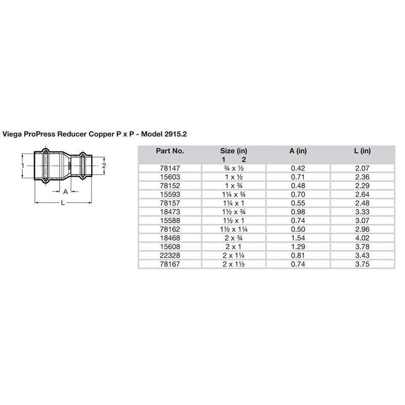 Viega ProPress 1-1/4" x 1" Copper Reducer - Double Press Connection - Smart Connect Technology [78157]-Angler's World