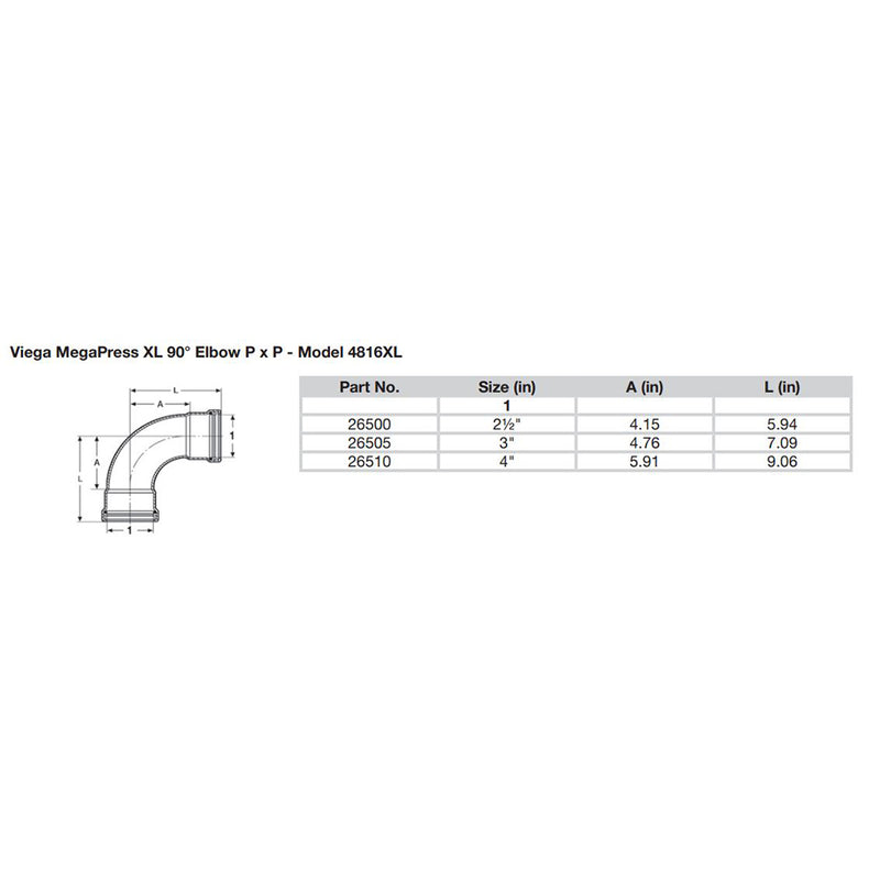 Viega MegaPress 2-1/2" 90 Carbon Steel Elbow w/FKM - Double Press Connection - Smart Connect Technology [26500]-Angler's World