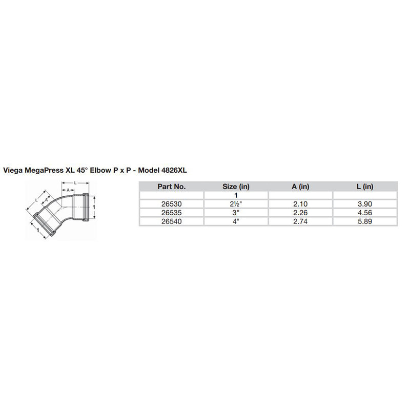 Viega MegaPress 3" 45 Carbon Steel Elbow w/FKM - Double Press Connection - Smart Connect Technology [26535]-Angler's World