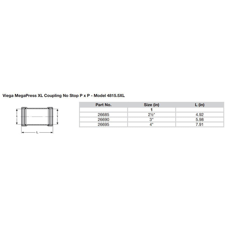 Viega MegaPress 3" Carbon Steel Coupling w/o Stop w/FMK - Double Press Connection - Smart Connect Technology [26690]-Angler's World