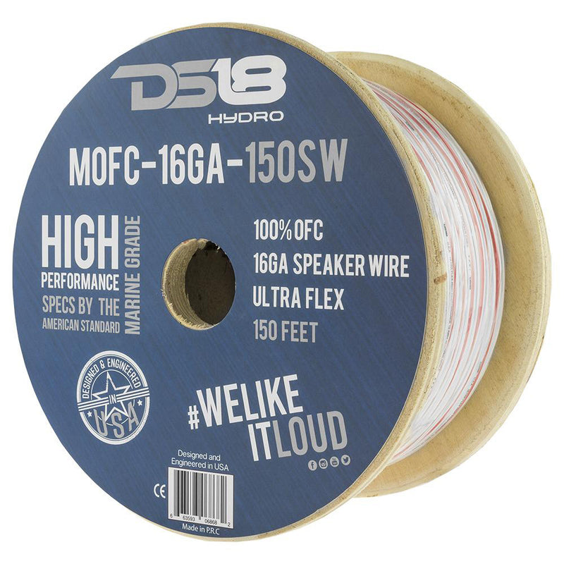 DS18 HYDRO Marine Grade OFC Speaker Wire 16 GA - 150 Roll [MOFC16GA150SW]-Angler's World