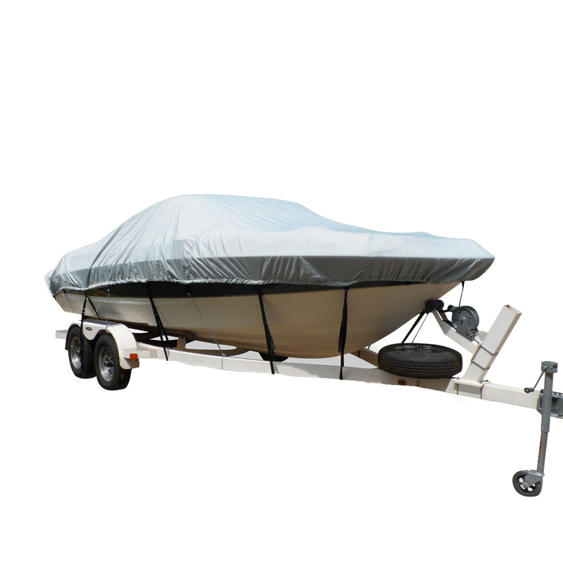 Carver Flex-Fit PRO Polyester Size 4 Boat Cover f/V-Hull Tri-Hull Boats I/O or O/B - Grey [79004]-Angler's World